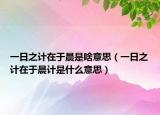 一日之计在于晨是啥意思（一日之计在于晨计是什么意思）