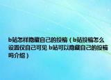 b站怎样隐藏自己的投稿（b站投稿怎么设置仅自己可见 b站可以隐藏自己的投稿吗介绍）