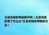 王者荣耀封号能解开吗（王者荣耀封号了怎么办?王者荣耀帐号解封方法）
