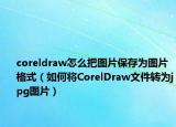coreldraw怎么把图片保存为图片格式（如何将CorelDraw文件转为jpg图片）