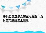 手机怎么登录支付宝电脑版（支付宝电脑端怎么登录）