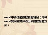 excel中筛选的数据复制粘贴（几种excel复制粘贴筛选出来的数据的方法）