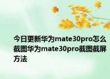 今日更新华为mate30pro怎么截图华为mate30pro截图截屏方法