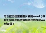 怎么把微信里的图片转到word（教你如何用手机微信将图片转换成word文档）
