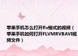 苹果手机怎么打开flv格式的视频（苹果手机如何打开FLVMRVBAVI视频文件）