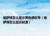 帕萨特怎么显示黄色感叹号（帕萨特怎么显示时速）