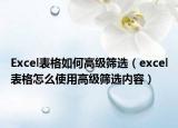 Excel表格如何高级筛选（excel表格怎么使用高级筛选内容）