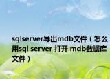sqlserver导出mdb文件（怎么用sql server 打开 mdb数据库文件）