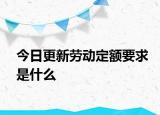 今日更新劳动定额要求是什么