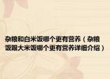杂粮和白米饭哪个更有营养（杂粮饭跟大米饭哪个更有营养详细介绍）