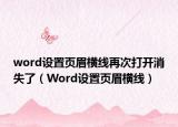 word设置页眉横线再次打开消失了（Word设置页眉横线）