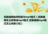 优酷视频如何转换为mp4格式（优酷视频怎么转换成mp4格式 优酷视频mp4格式怎么转换介绍）