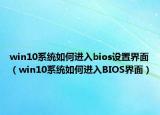win10系统如何进入bios设置界面（win10系统如何进入BIOS界面）