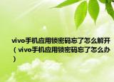 vivo手机应用锁密码忘了怎么解开（vivo手机应用锁密码忘了怎么办）