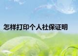 怎样打印个人社保证明
