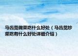 马齿苋做菜吃什么好处（马齿苋炒菜吃有什么好处详细介绍）