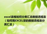 excel表格如何分类汇总数据透视表（如何用EXCEL里的数据透视表分类汇总）