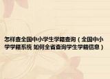 怎样查全国中小学生学籍查询（全国中小学学籍系统 如何全省查询学生学籍信息）