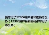 我忘记了12306用户名和密码怎么办（12306用户名和密码都忘记了怎么办）