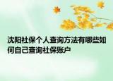 沈阳社保个人查询方法有哪些如何自己查询社保账户