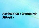 怎么查海关税单（如何在网上查海关关税）