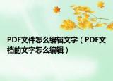PDF文件怎么编辑文字（PDF文档的文字怎么编辑）