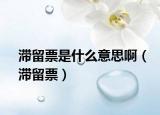 滞留票是什么意思啊（滞留票）