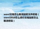 word文档怎么取消加密文件密码（word2010怎么进行文档加密怎么取消密码）