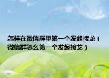 怎样在微信群里第一个发起接龙（微信群怎么第一个发起接龙）