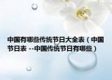 中国有哪些传统节日大全表（中国节日表 --中国传统节日有哪些）