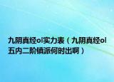 九阴真经ol实力表（九阴真经ol五内二阶镇派何时出啊）