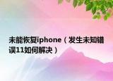 未能恢复iphone（发生未知错误11如何解决）