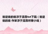 谁是谁的谁淳于流落txt下载（谁是谁的谁 作家淳于流落所著小说）