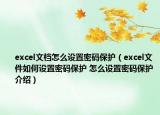 excel文档怎么设置密码保护（excel文件如何设置密码保护 怎么设置密码保护介绍）