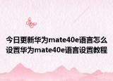 今日更新华为mate40e语言怎么设置华为mate40e语言设置教程