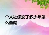 个人社保交了多少年怎么查询