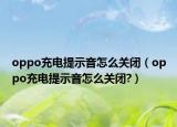 oppo充电提示音怎么关闭（oppo充电提示音怎么关闭?）