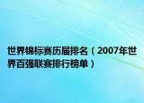 世界锦标赛历届排名（2007年世界百强联赛排行榜单）