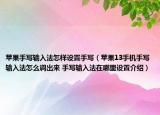 苹果手写输入法怎样设置手写（苹果13手机手写输入法怎么调出来 手写输入法在哪里设置介绍）