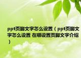 ppt页脚文字怎么设置（ppt页脚文字怎么设置 在哪设置页脚文字介绍）