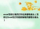 excel怎样让每页打印出来都有表头（怎样让Excel在打印的时候每页都显示表头）