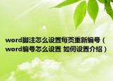 word脚注怎么设置每页重新编号（word编号怎么设置 如何设置介绍）