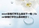 excel表格打字怎么自动下一格（Excel表格打字怎么自动换行）
