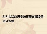 华为未知应用安装权限在哪设置 怎么设置