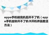oppo手机刷完机后开不了机（oppo手机变砖开不了机卡开机界面救活方法）