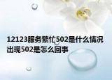12123服务繁忙502是什么情况 出现502是怎么回事