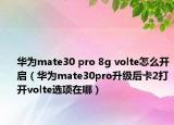 华为mate30 pro 8g volte怎么开启（华为mate30pro升级后卡2打开volte选项在哪）