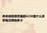 养老保险缴费基数4250是什么意思每月缴纳多少