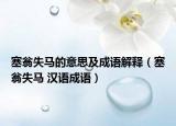 塞翁失马的意思及成语解释（塞翁失马 汉语成语）