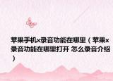 苹果手机x录音功能在哪里（苹果x录音功能在哪里打开 怎么录音介绍）